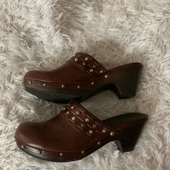 Candie's Brown Studded Clog Mules - Picture 2 of 7